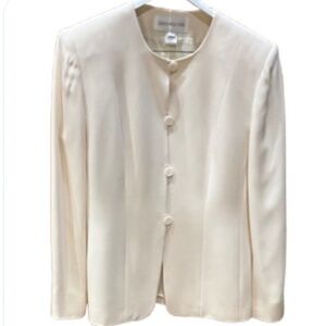 Jones New York Cream 2 Piece Blazer & Trouser Suit Sz 8
